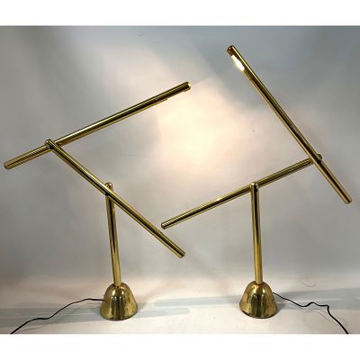 Pair Mario Arnaboldi Brass Counter Balance Lamps. Dimensions: Height: 36 inches, Width: 24 