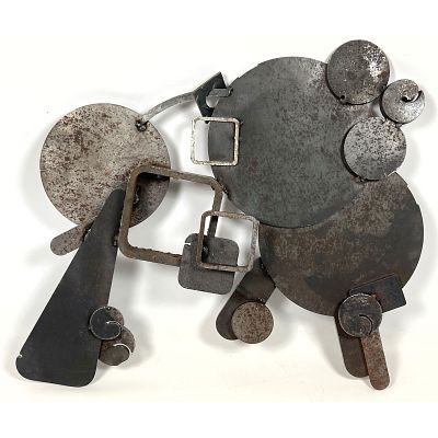 Brutalist Welded Mixed Metal Wall Sculpture. abstract modern. Dimensions: Height: 19.5 inches 