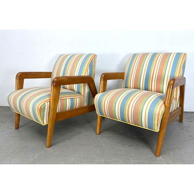 Pair Vintage Mid Century Modern Thonet Lounge Chairs. Dimensions: Height: 29 inches, Width: 