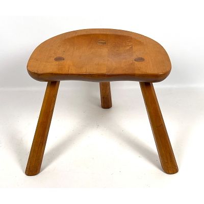 Rustic 3 Leg Low Seat Stool. Robert 'Mouseman' Thompson style. Dimensions: Height: 11.5 inches 