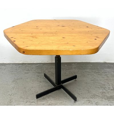 Charlotte Perriand for Les Arcs hexagonal table. Adjustable. Dimensions: Height: 24.5 inches 