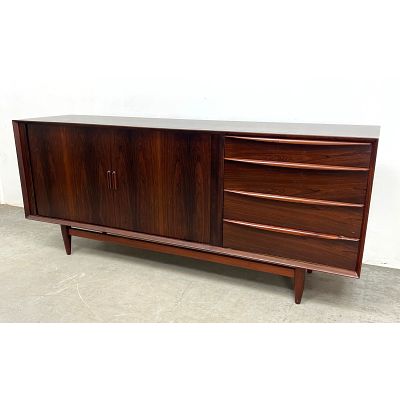 Falster Danish Modern Rosewood Credenza Sideboard. Tambour door. Dimensions: Height: 32 inches 