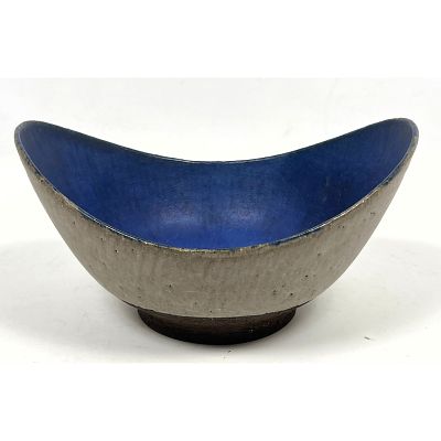 60s Danish Modern Thomas Toft Denmark Glazed Ceramic Console Bowl, Signed Dimensions: Height: 5 