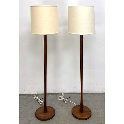Pair Mid Century Modern Floor Lamps. American modern in the style of Phil Powell. Dimensions: 