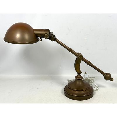 Classic Form Brass Desk Task Table Lamp. Dark finish. Dimensions: Height: 17.5 inches, Width: 