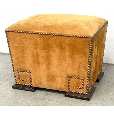 Jerry Pair Upholstered Greek Key Ottoman from the Madeline Stuart Collection. Unsigned. 