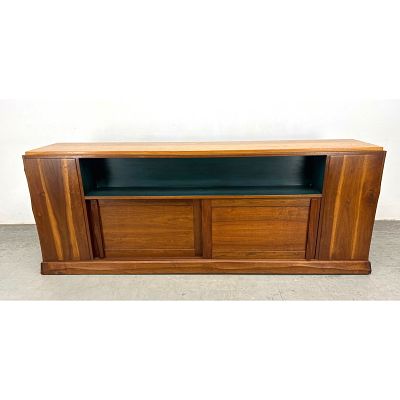 ROBERT WHITLEY Custom Wood Credenza Sideboard. Horizontal Open Storage has painted finish. Unsigned