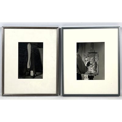 2pcs Black and White Photographs. Alexander Binder Fashion Photo of Legs. Picasso in Studio 