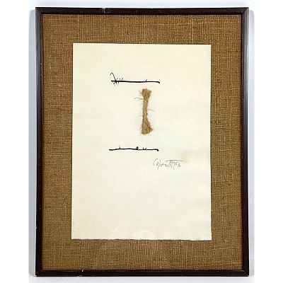 Modest Cuixart Mixed Media Art. 1963. COMPOSITION WITH ROPE Dimensions: Frame Height: 17.25 