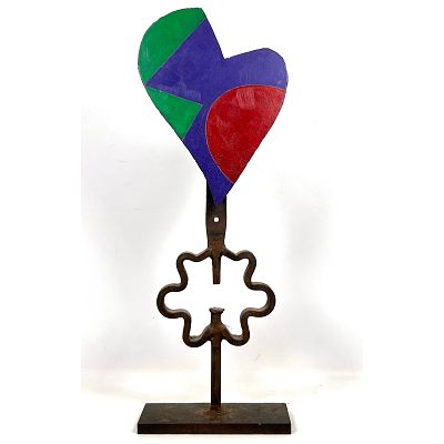 Bruno LaVardiere, Heart ByPass painted steel sculpture, Unsigned. Dimensions: Height: 30.25 