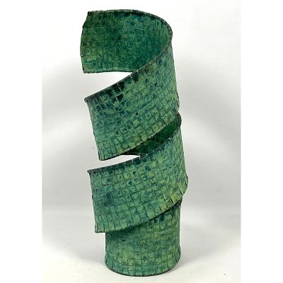 American Studio KEN CARLSON Handmade Woven Copper Ribbon Sculpture. Purchased 1994 Dimensions: 