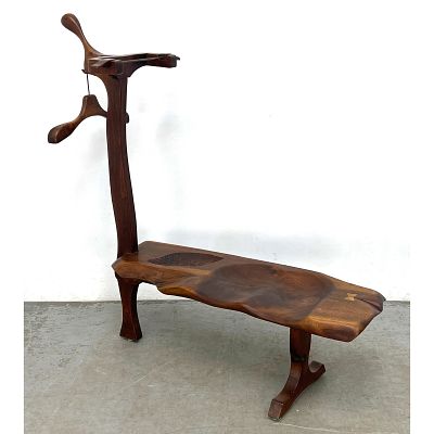JAMES CAMP 1972 Artisan Studio Walnut Bench Valet. James Camp was an Afro American Local 