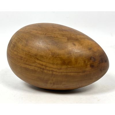 Ron Kent turned wood egg sculpture. Signed. Dimensions: Height: 7 inches, Width: 4.5 inches 