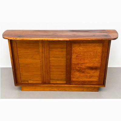 Vintage Custom Studio Made Sliding Door Cabinet with Free Edge Top. probably by a Nakashima 