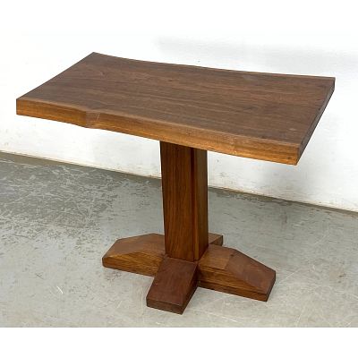 Mid Century Modern Live Edge Occasional Table. Walnut slab top. Nakashima inspired. Dimensions: 