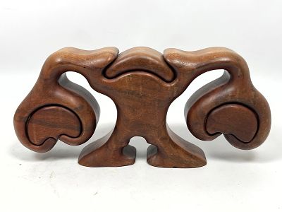 Fred and Marilyn Buss Black walnut Trinket Box. Abstract Organic Form. Dimensions: Height: 6 