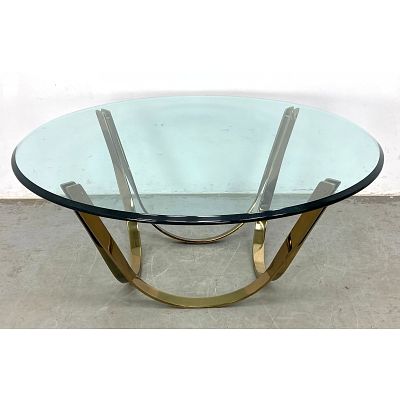 Roger Sprunger for Dunbar Brass and Glass Coffee Table. Unmarked. Dimensions: Height: 18 inches 