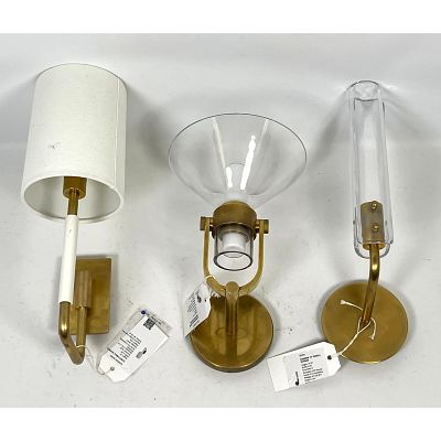 3pcs Contemporary Modern Brass wall sconces. Barbara Barry, Ian Fowler, Aerin. Dimensions: 