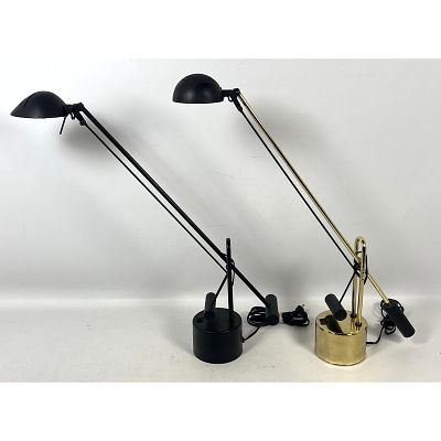 2pcs Counter Balance Desk Task Lamps. 1 Black and 1 Brass Tone. Dimensions: Height: 24.5 inches 