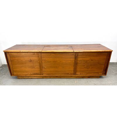 Vintage Custom Studio Made Stereo Components Cabinet with Free Edge Top. Nakashima Style. 