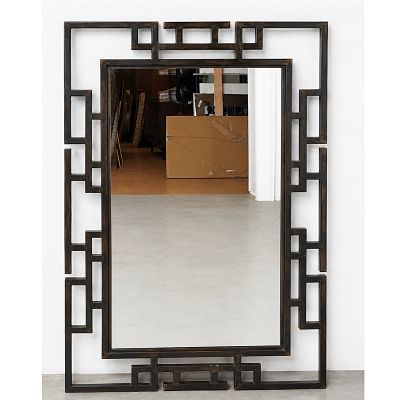 Bronze Decorator Wall Mirror After Phillip and Kelvin Laverne. Dimensions: Height: 46.25 inches 