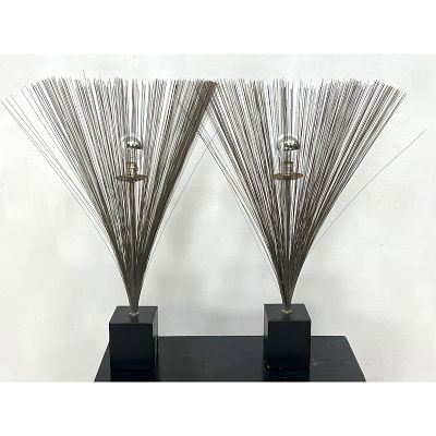 Pair Laurel Table Lamps in the Style of Bertoia Spray Sculptures. Dimensions: Height: 30 inches 