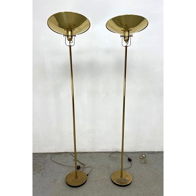 Pair Nessen Lamps Bronze New York Torchiere Floor Lamps. Ralph Lauren Style Dimensions: Height: 
