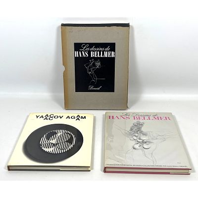 2 Art Books. 1962 Yaacov Agam and 1966 Hans Bellmer. Dimensions: Height: 1 inches, Width: 13 