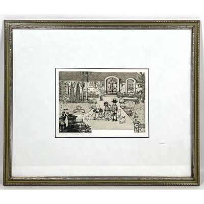 CHARLES BRAGG Etching. "For Sale: Open House". Pencil Signed; #282/300. Dimensions: Frame 