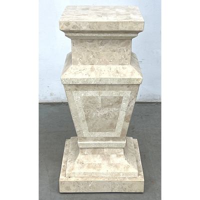 Maitland Smith Tesselated Stone Pedestal. Dimensions: Height: 29 inches, Width: 14 inches 