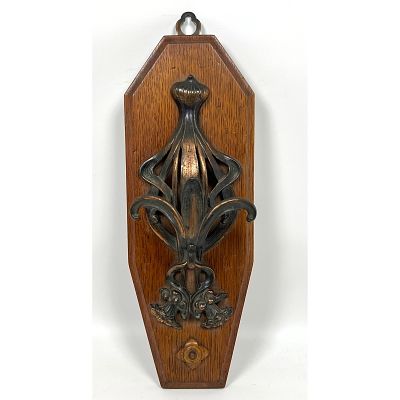 Art Nouveau Vintage Coppered Metal Wall Sconce. Probably originally a Gas Light Sconce. See 