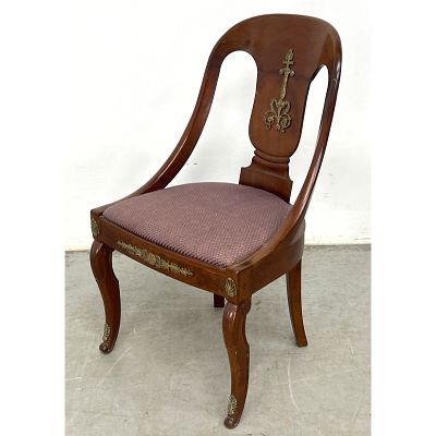 Antique French Empire Klismos Chair with Gilt Bronze Mounts. Dimensions: Height: 32 inches 
