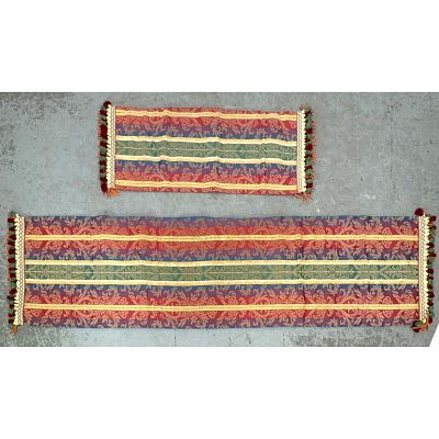 2pcs MacKenzie Childs, Ltd. Fabric Runner Panels. Dimensions: Height: 92.5 inches, Width: 22 