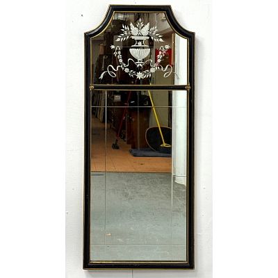 Vintage Etched Cut Glass Wall Mirror. Classical form. Leon Gerard. Dimensions: Height: 45.5 