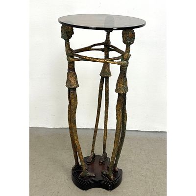 Contemporary Modern Pedestal Fern Table. Composite and glass. Dimensions: Height: 42 inches 