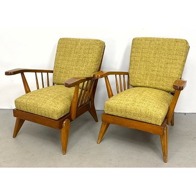 Pair Italian Modern designer Lounge Chairs. Angular Form. Dimensions: Height: 31.5 inches 