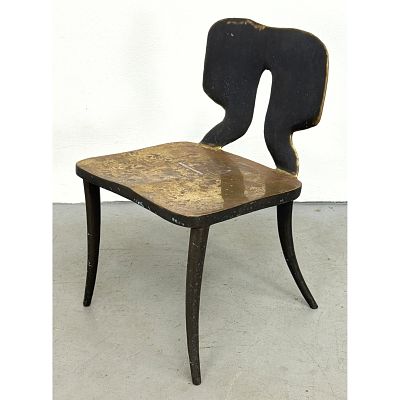 sculptural Biomorphic Bronze Side Chair. Unmarked. Dimensions: Height: 29.5 inches, Width: 18.5 