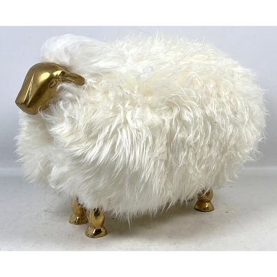 Small sheep sculpture in the style of Francois-Xavier Lalanne. Brass legs and face, genuine 