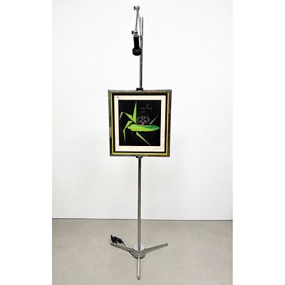 Angelo Lelii for Arredoluce Italian chrome easel floor lamp Model 12377 Cavaletto signed 