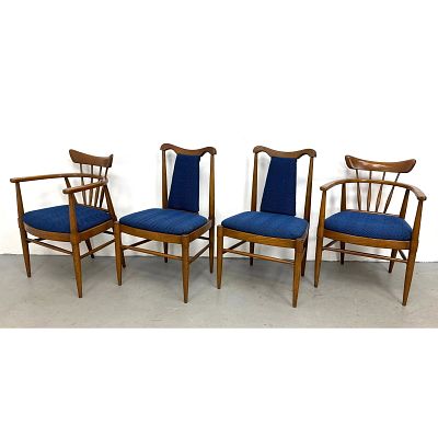 4pcs Mid-Century Modern Dining Chairs Attributed to Keller Furniture Valkerie series including 