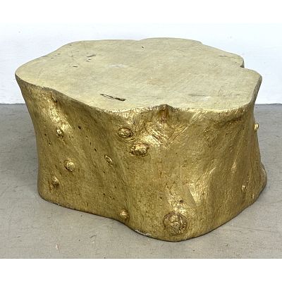 Contemporary Gilded Faux Bois Tree Stump Coffee Table Attributed to Phillips. Dimensions: 