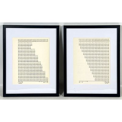 Pr Hanne Darboven Conceptual Number lithograph Prints. Dimensions: Height: 11 inches, Width: 7 