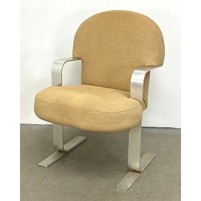 Brian Reale Zepplin Chair. Mid-Century Modern Aluminum Flat Bar Cantilever Lounge Chair. 
