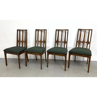 Set 4 Mid Century Broyhill Brasilia Walnut Dining Chairs Dimensions: Height: 38 inches, Width: 