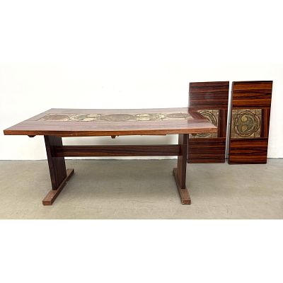 Gangso Mobler style Danish Mid-Century Modern Rosewood Extension Dining Table with 2 Matching 