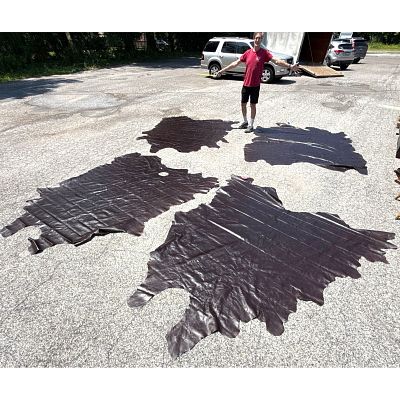 4pc Large Espresso Brown and Black Top Grain Cowhide Leather Hides for Upholstery or Rugs - 3 