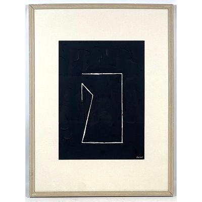 Signed Marmont Minimalist Abstract Mixed Media Painting on Panel. Signed. Dimensions: Frame 