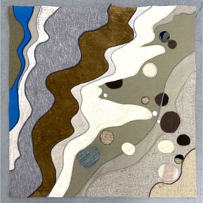 Helen Weber Mixed Media Wall Hanging Art. 4/100 Fabric Collage. Abstract modern. Tapestry. 