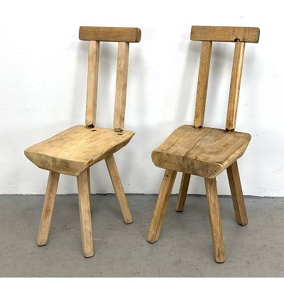 Pair brutalist chairs by Mobil Chalet 1960s Dimensions: Height: 35.5 inches, Width: 12.75 