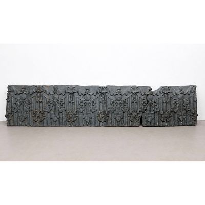 Large Antique Neoclassical Beaux Arts Cast Zinc Architectural Frieze Panel Section. Sculptural. 